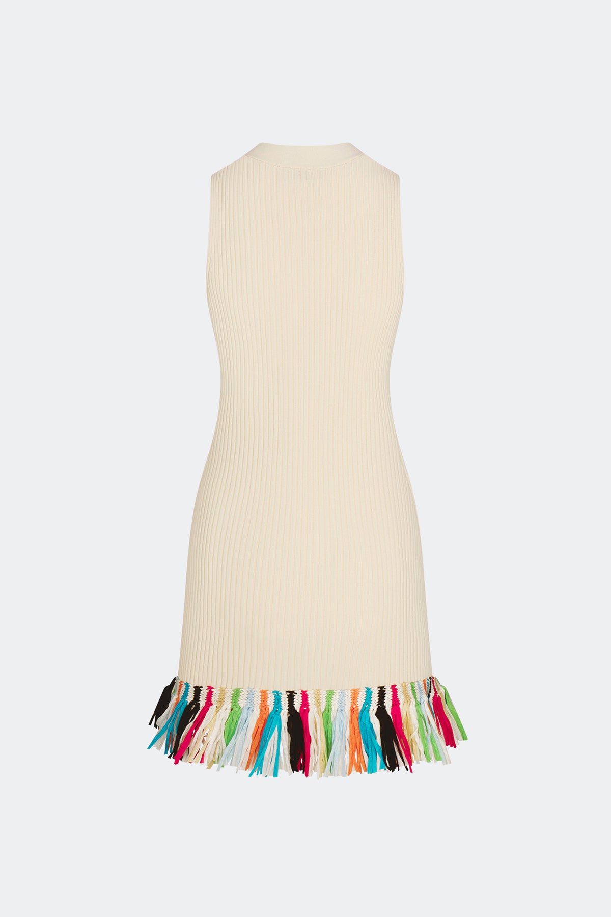 Maven Knit Fringe Mini Dress In Ecru Multi