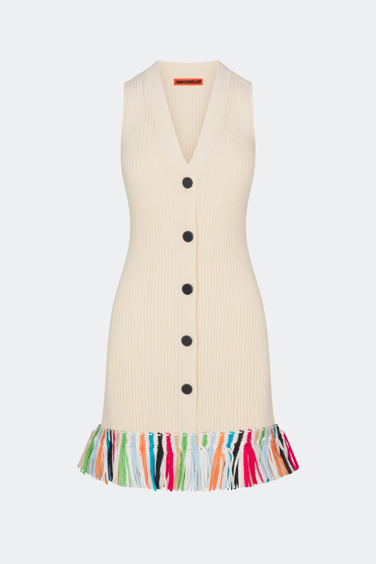 Maven Knit Fringe Mini Dress In Ecru Multi
