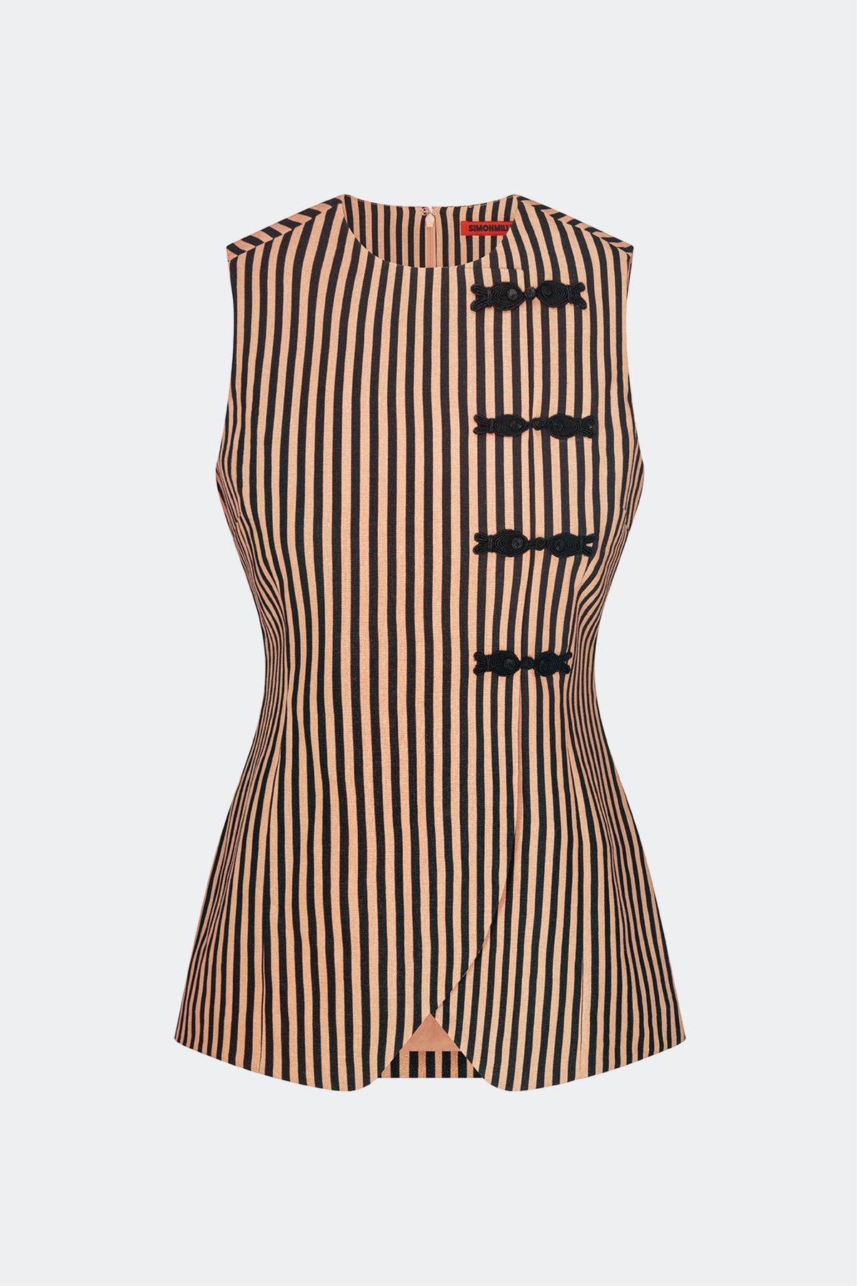 Mavis Linen Top In Black/Tan Stripe