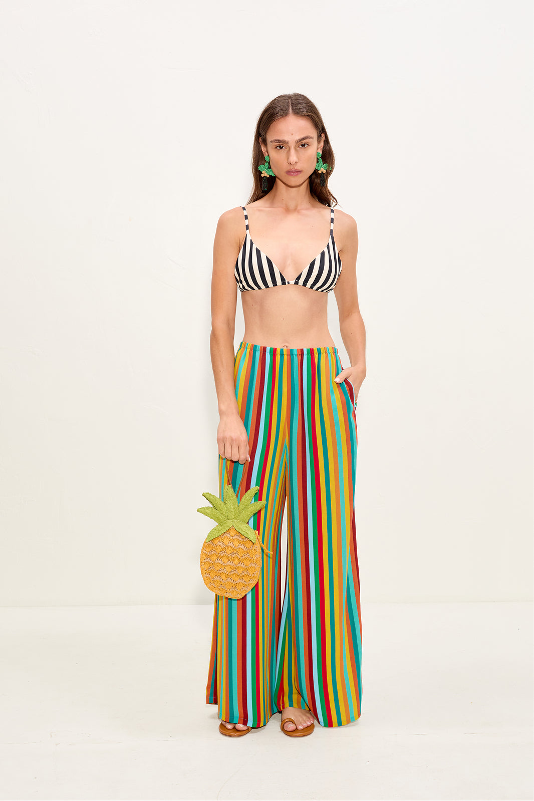 Bwai Bikini Top In Black/White Stripe