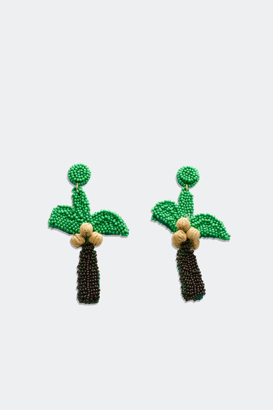 Palm Earring In Green Multi