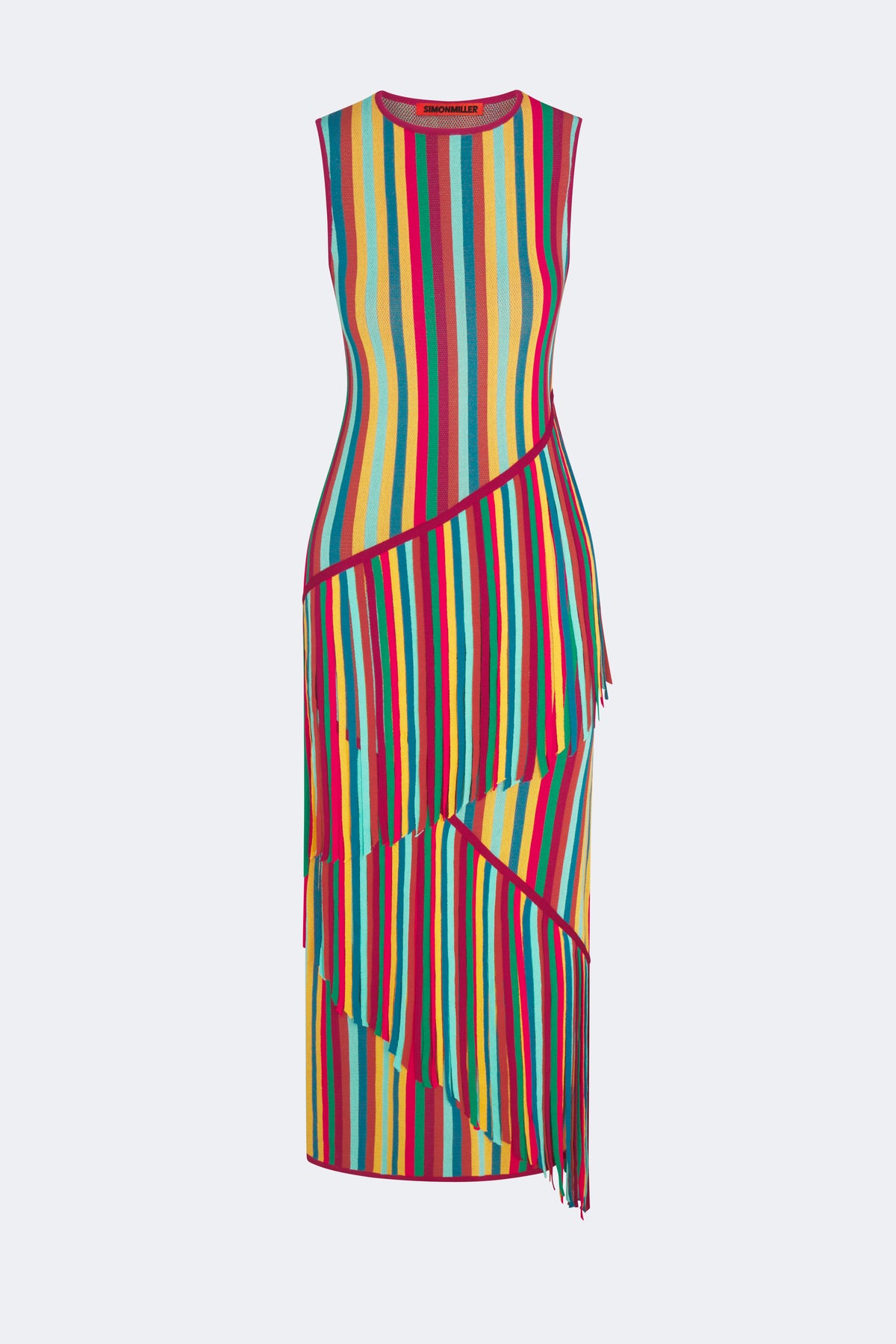 Spiral Knit Dress In Vibrant Multi Stripe