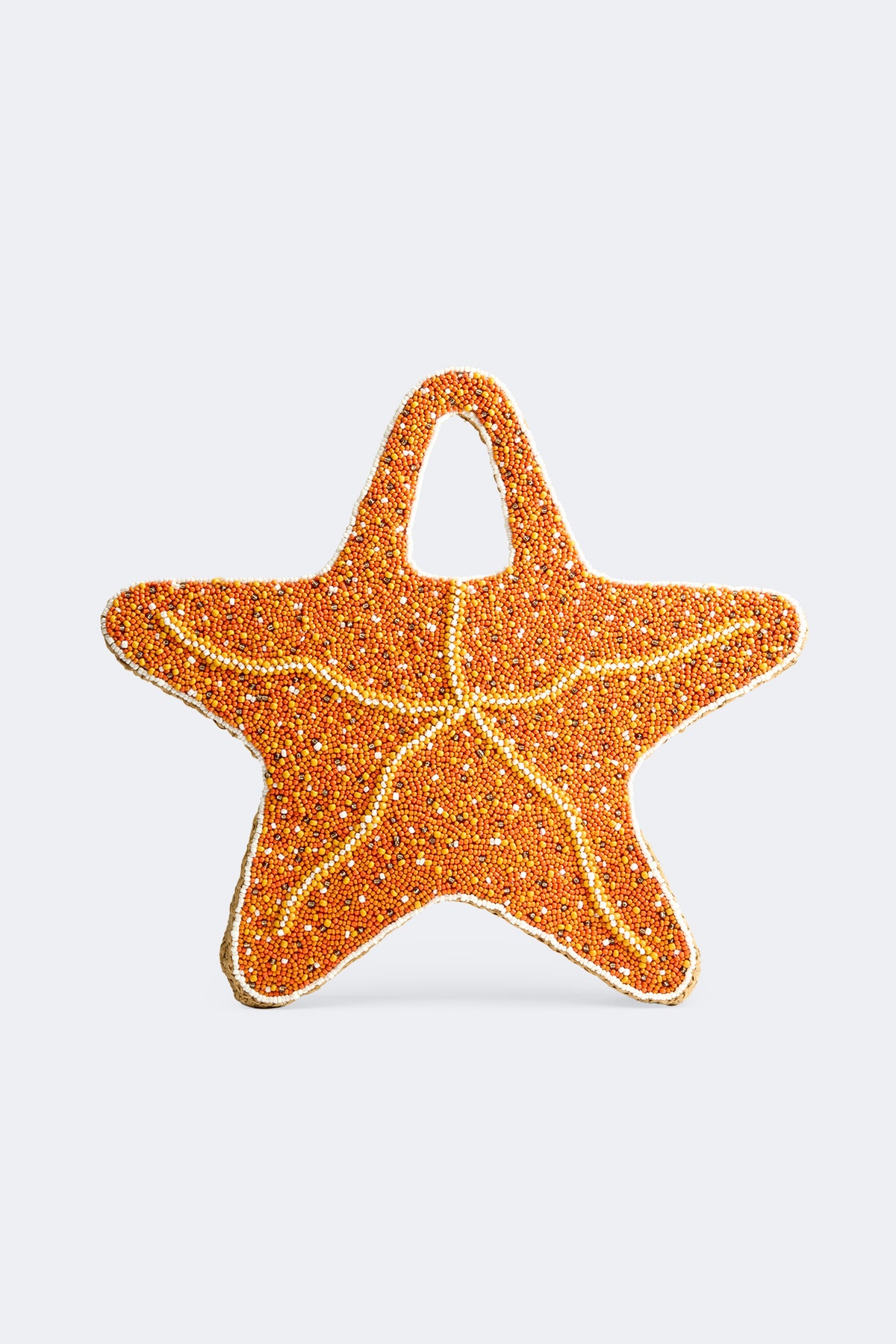 Beaded Starfish Bag In Orange/Natural