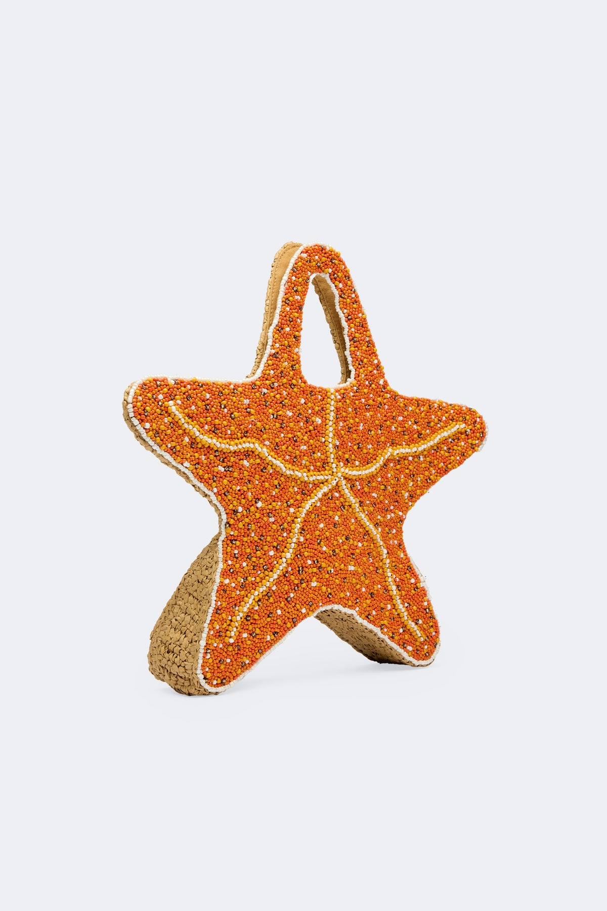 Beaded Starfish Bag In Orange/Natural