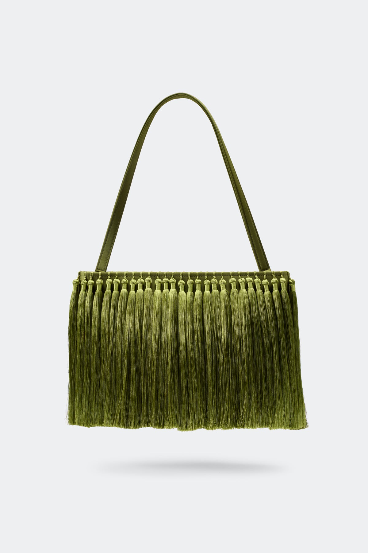 Tassel Boxy Clutch In Moss Green