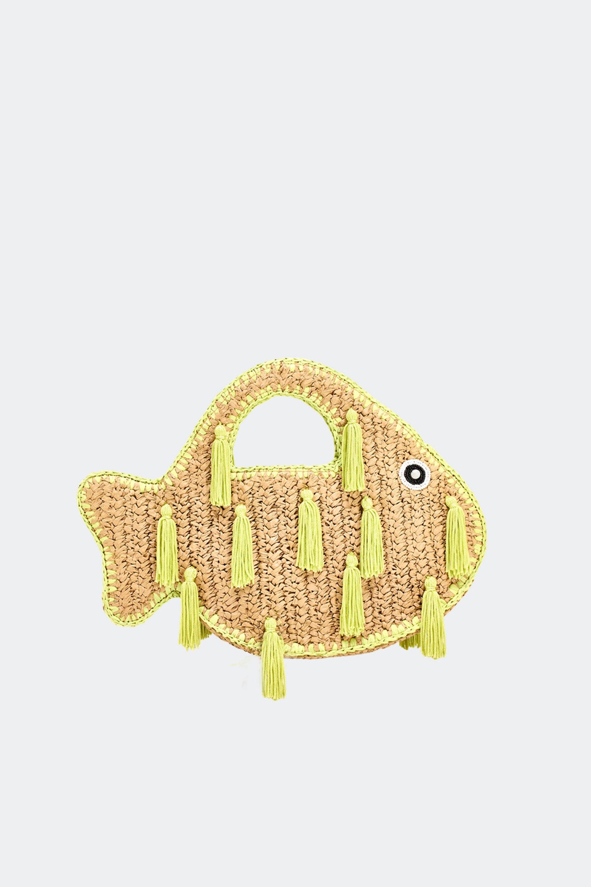 Tassel Fish Bag in Natural/Lime