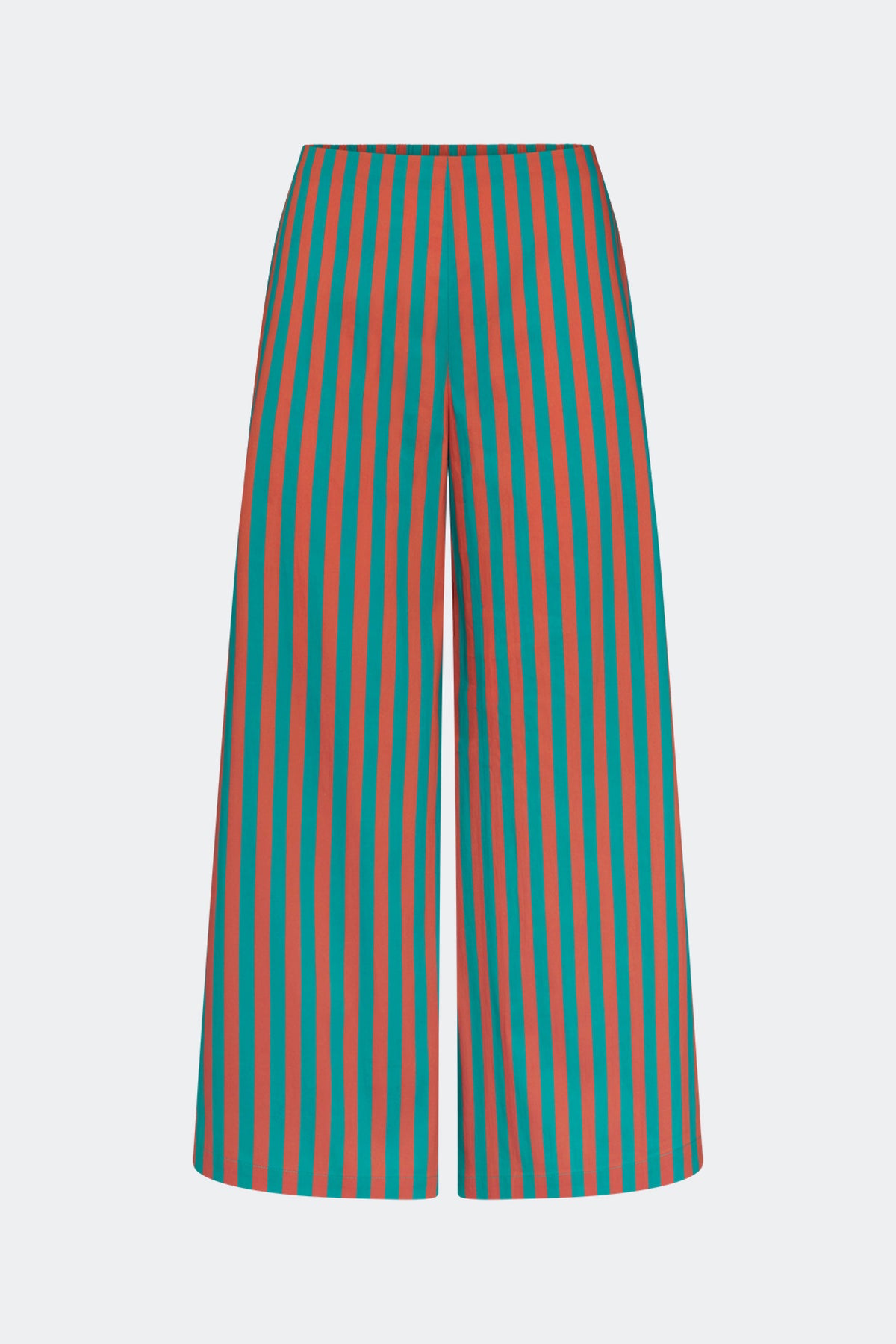 Toni Poplin Pant In Teal/Brick Stripe