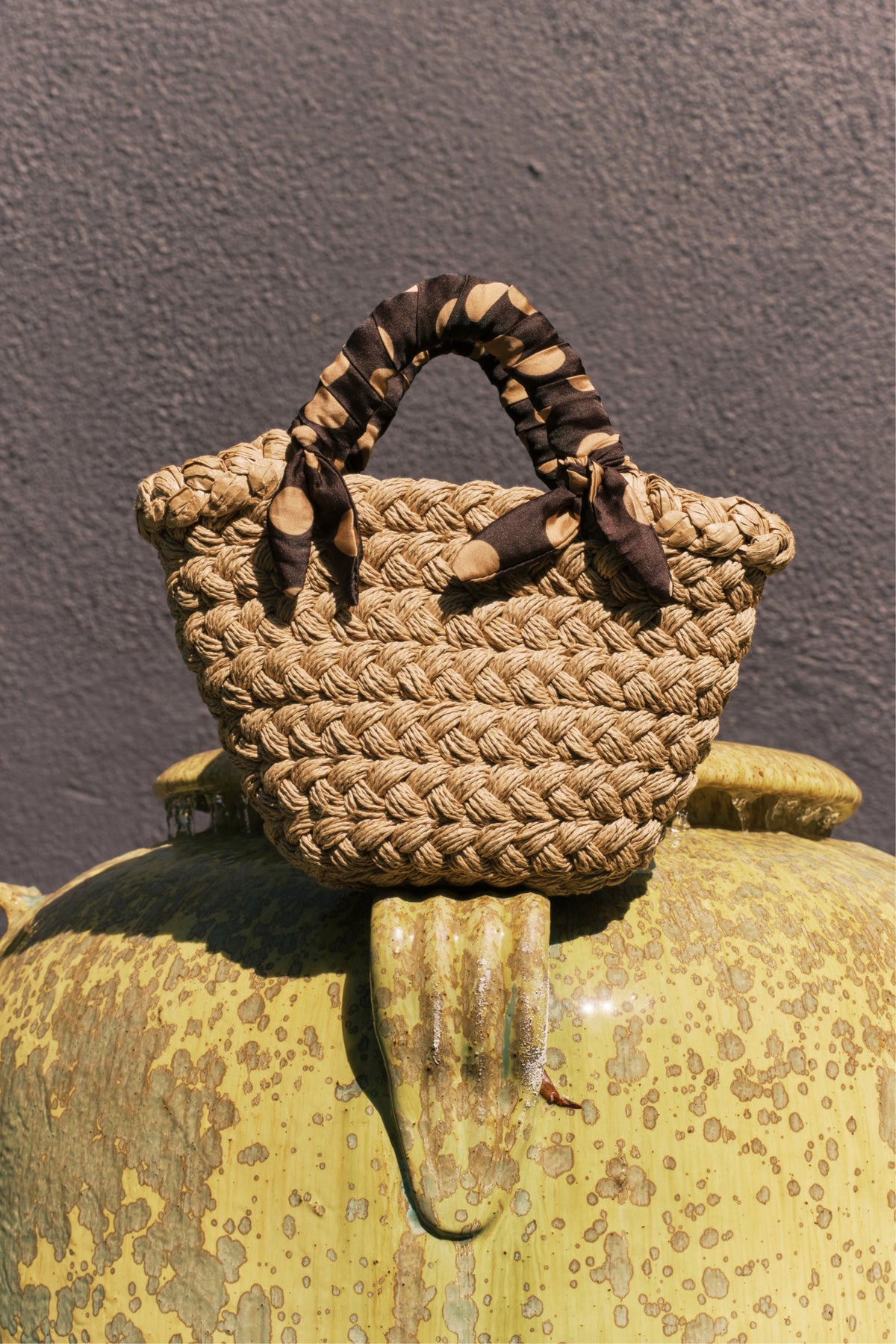 Twilly Basket Bag In Polka Dot/Natural
