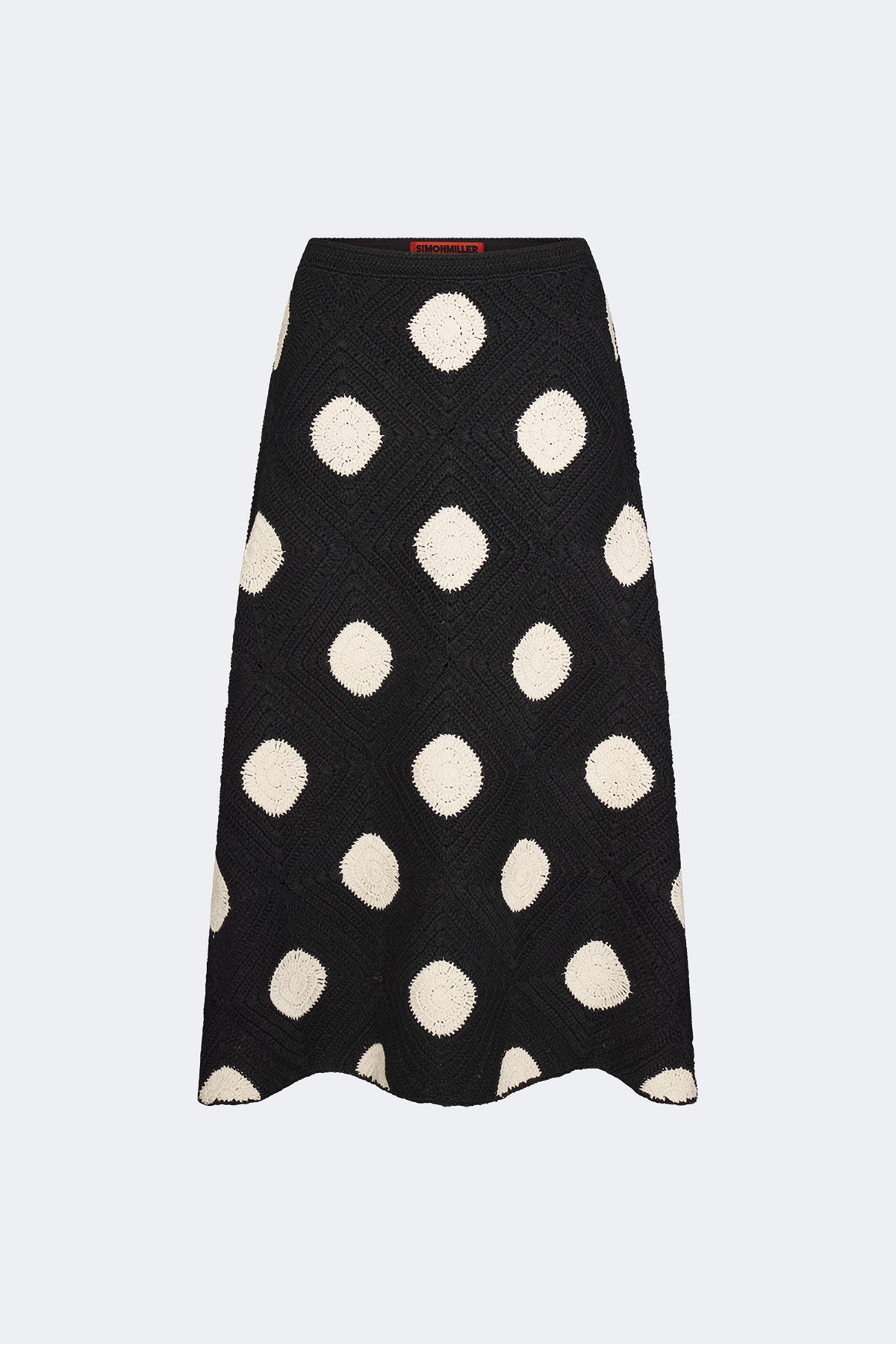 Zorah Crochet Skirt In Black/Macadamia Polka Dot