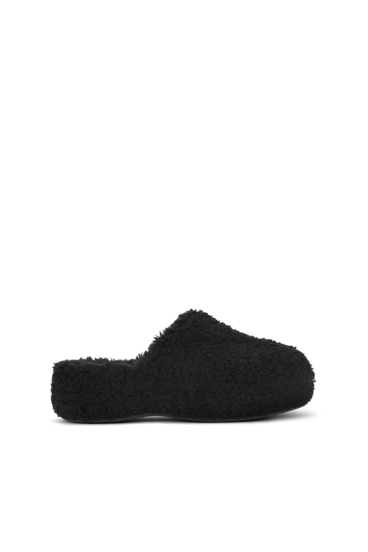Bubble Clog In Black Vegan Shearling