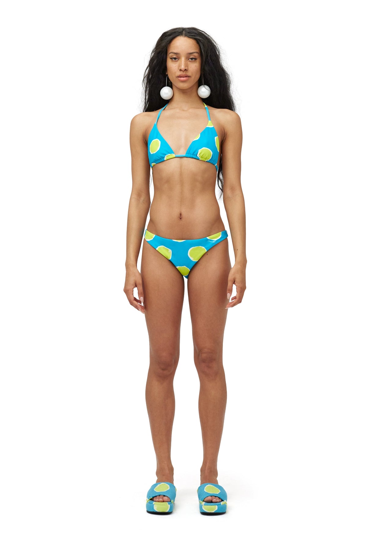 Bwai Bikini Bottom in Suburban Blue Valley Green Dot Print