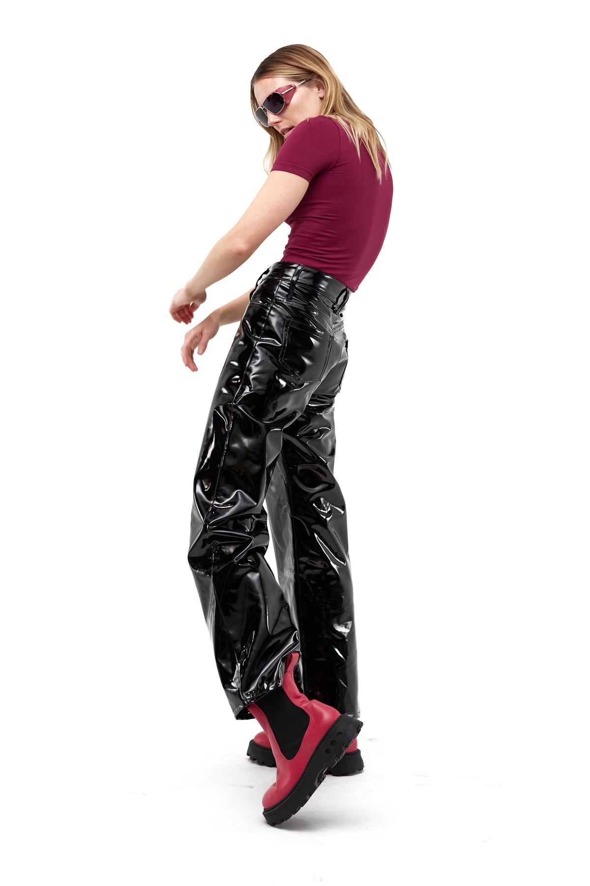 Wide Leg Pant In Black Patent