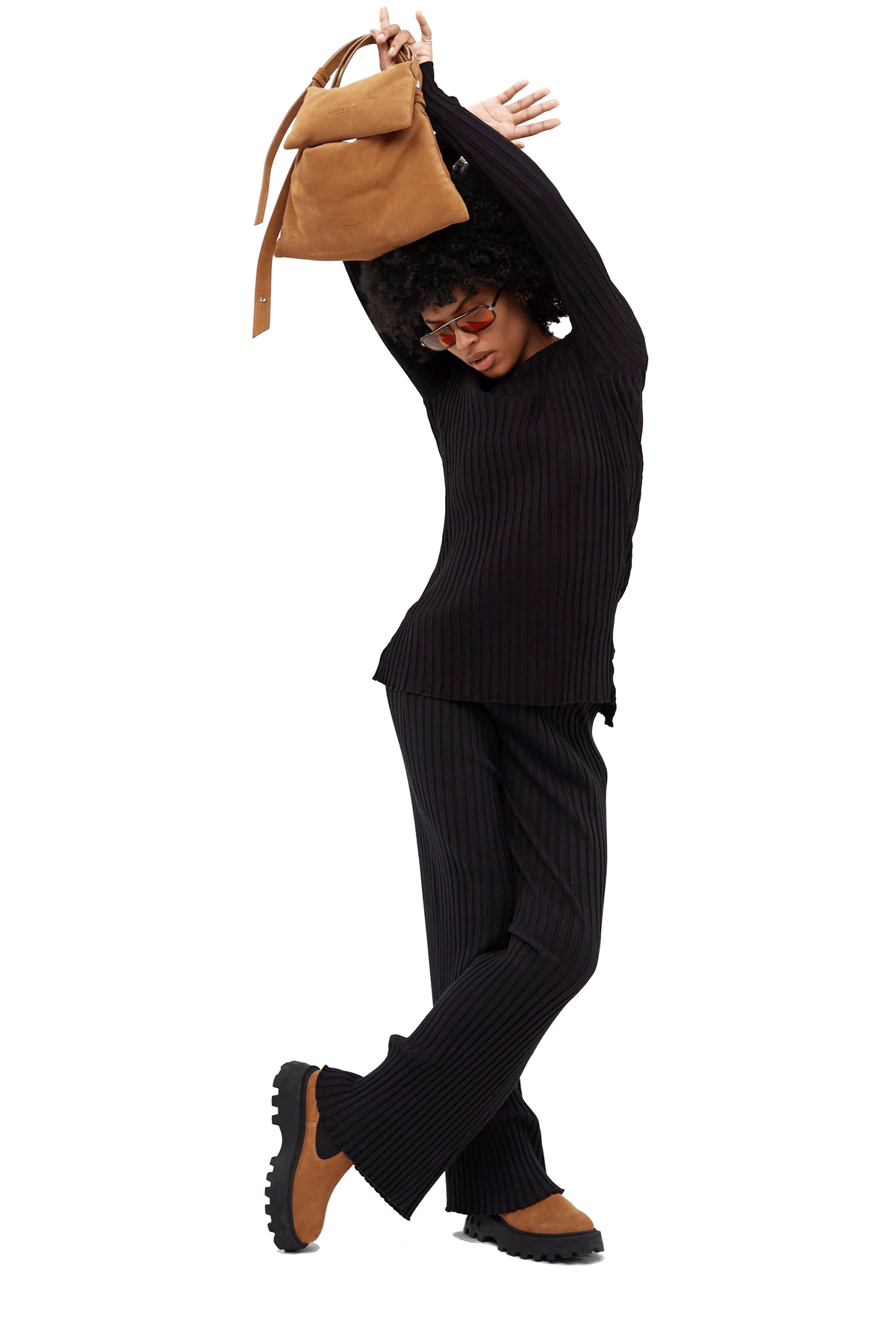 Wide Rib Oz Top  In Black