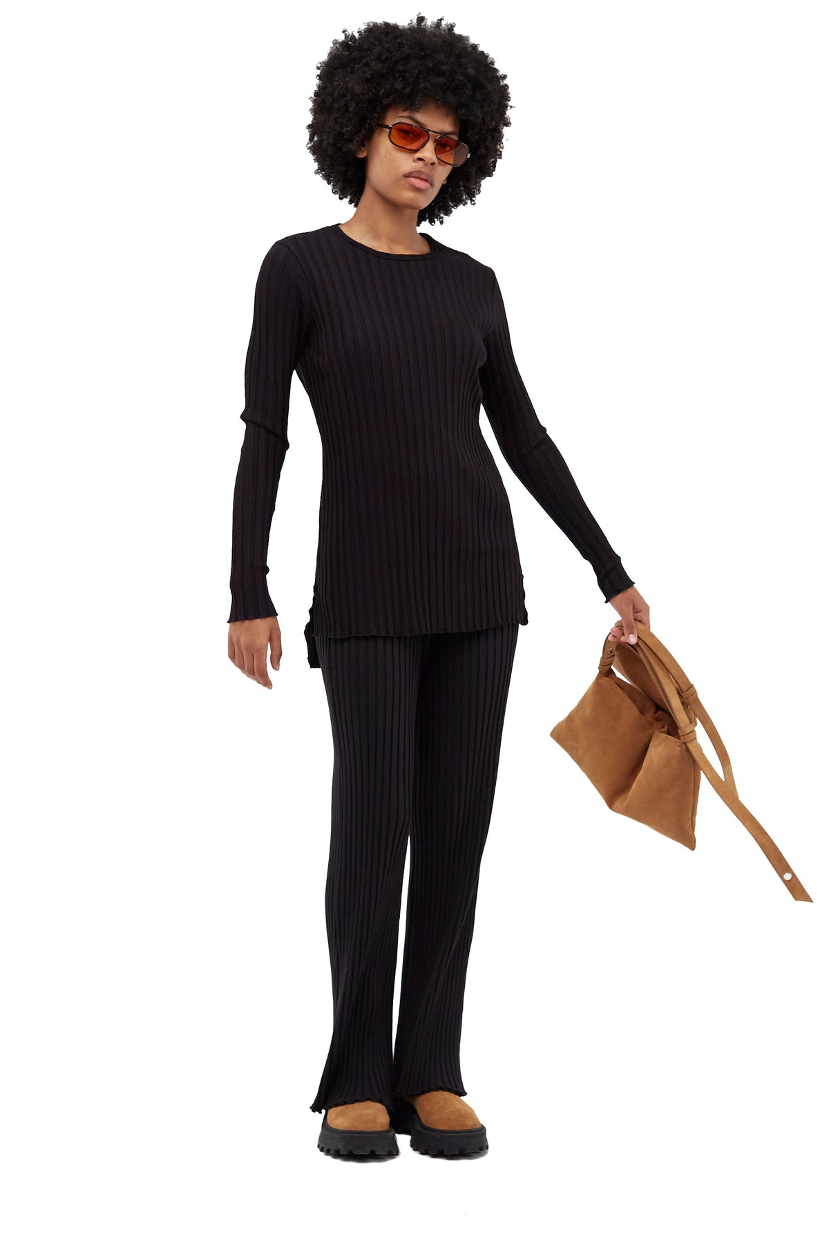 Wide Rib Oz Top  In Black