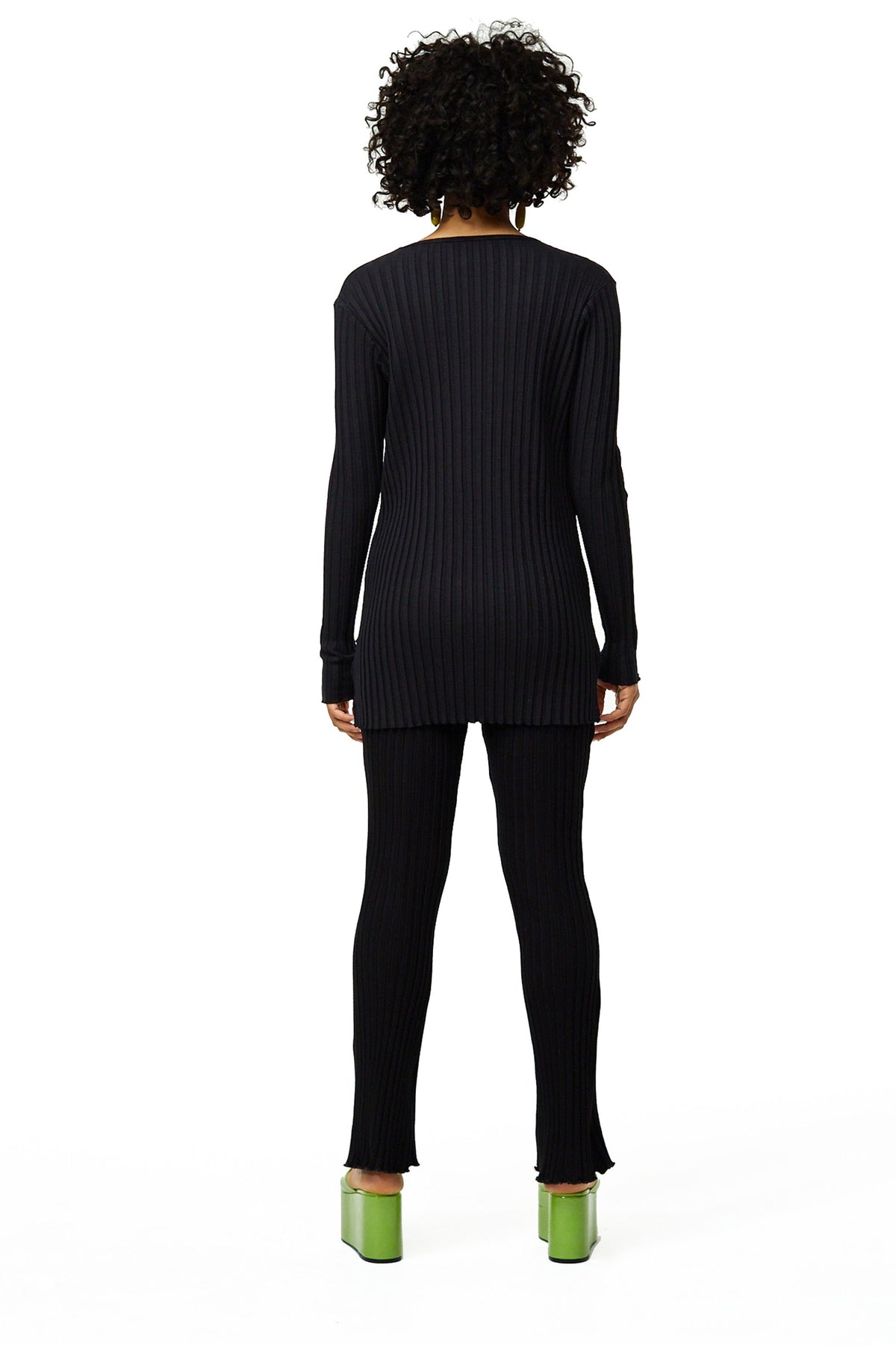Straight Rib Cyrene Pant in Black