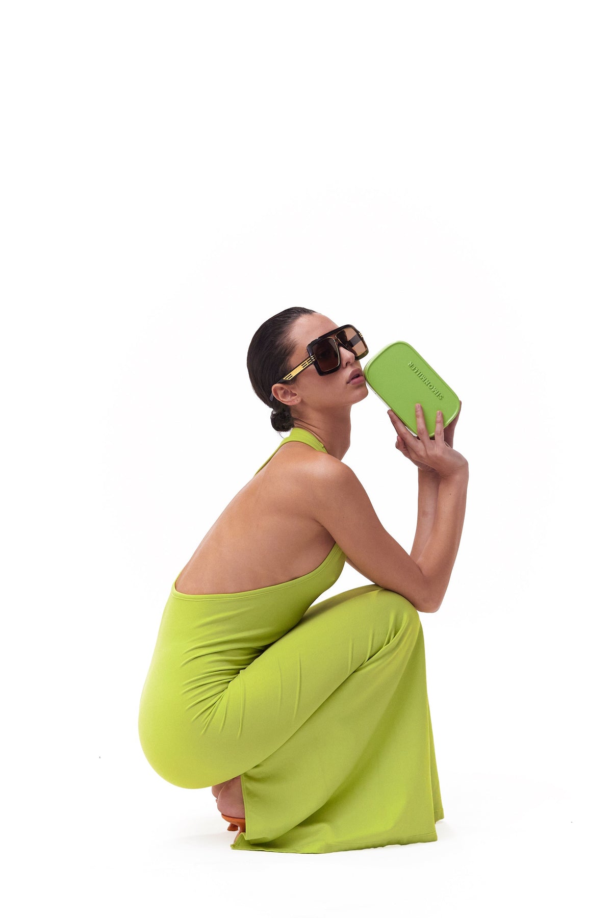 Pill Clutch in Foxtrot Green